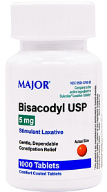 Bisacodyl 5mg Tablets 1000-Count Major Pharm