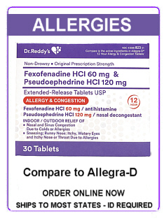 Order Fexofenadine-D (Allegra-D equivalent) Tablets Online by Clicking Here
